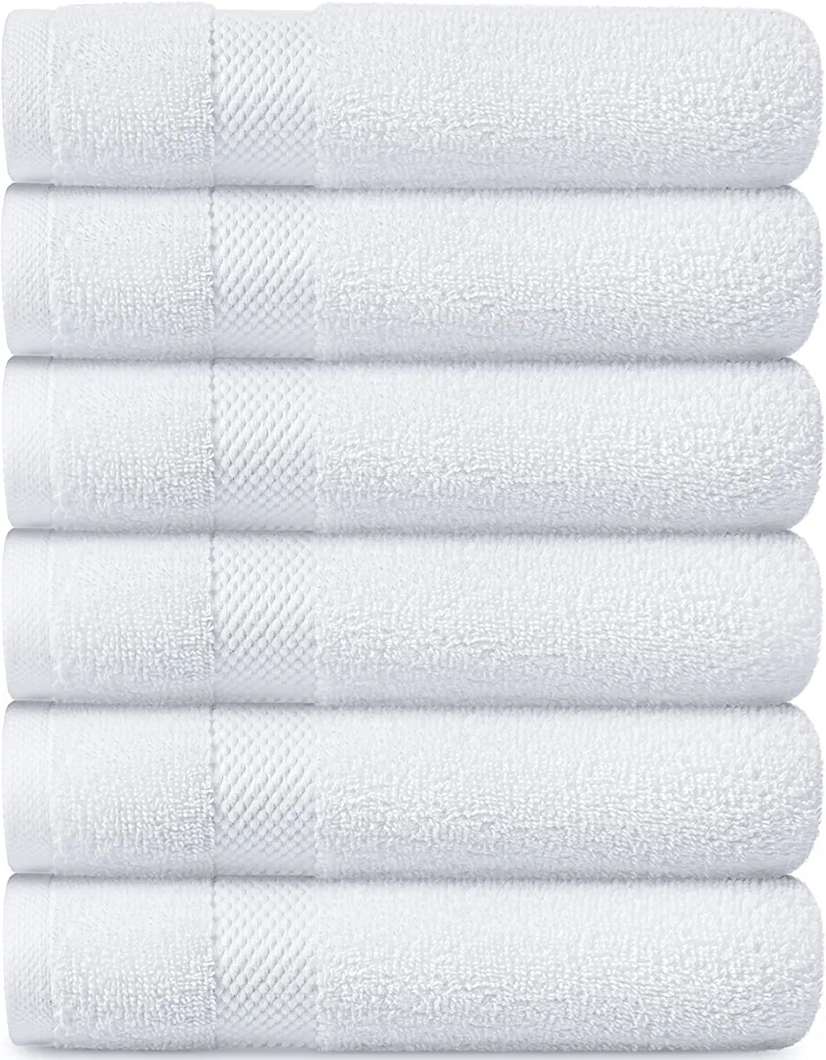 White Classic Luxury Hand Towels for Bathroom-Hotel-Spa-Kitchen-Set -  Circlet Egyptian Cotton - 16x30 Inches - Set of 6 (Multi)
