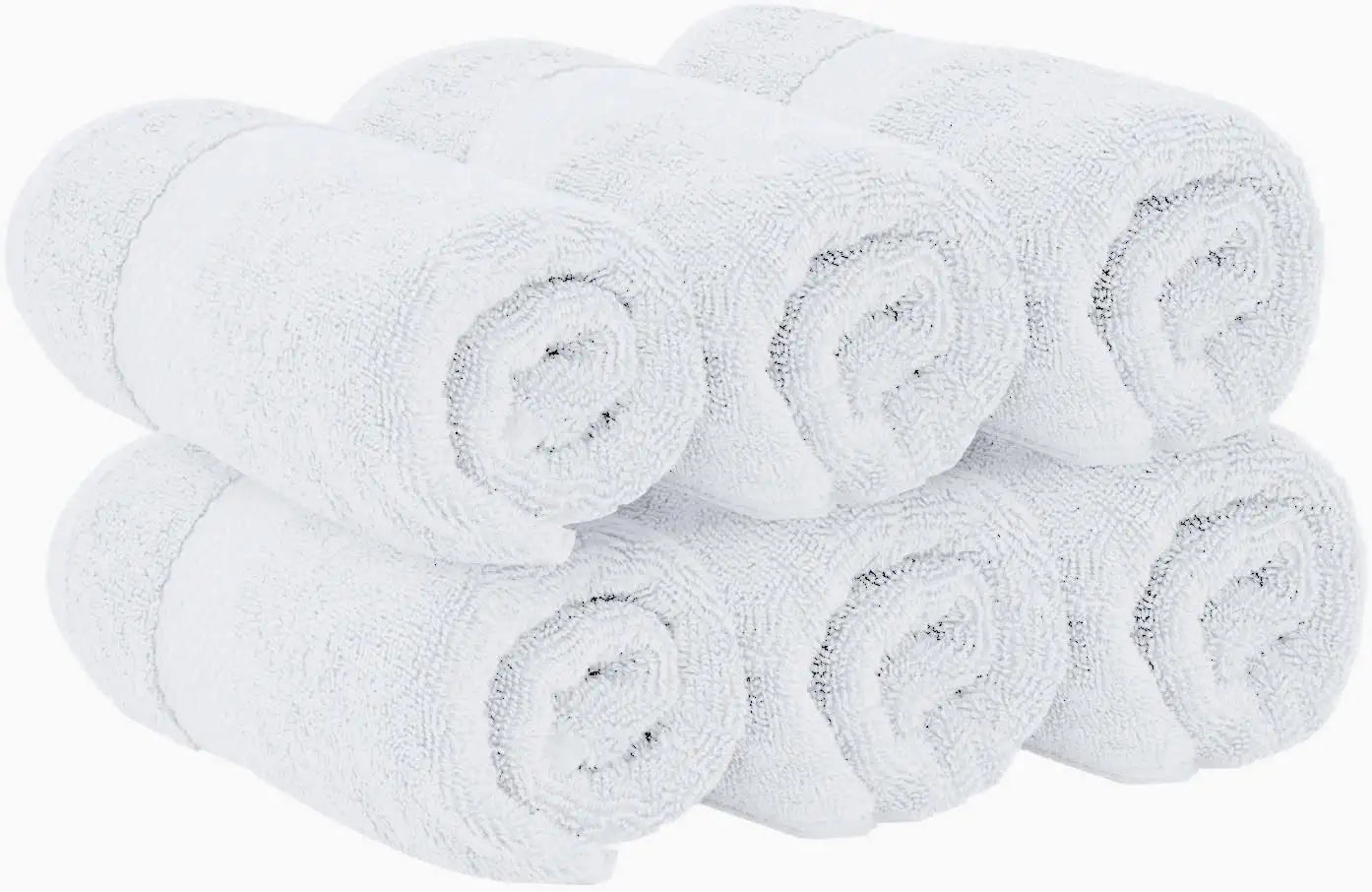 6Pc Rolled White Hand Towels