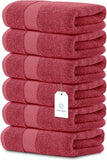 White Classic 6Pc Burgundy Hand Towels