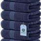 White Classic 6Pc Navy Blue Hand Towels