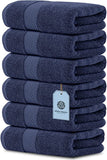 White Classic 6Pc Navy Blue Hand Towels