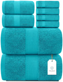 White Classic 8Pc Aqua Towel Set