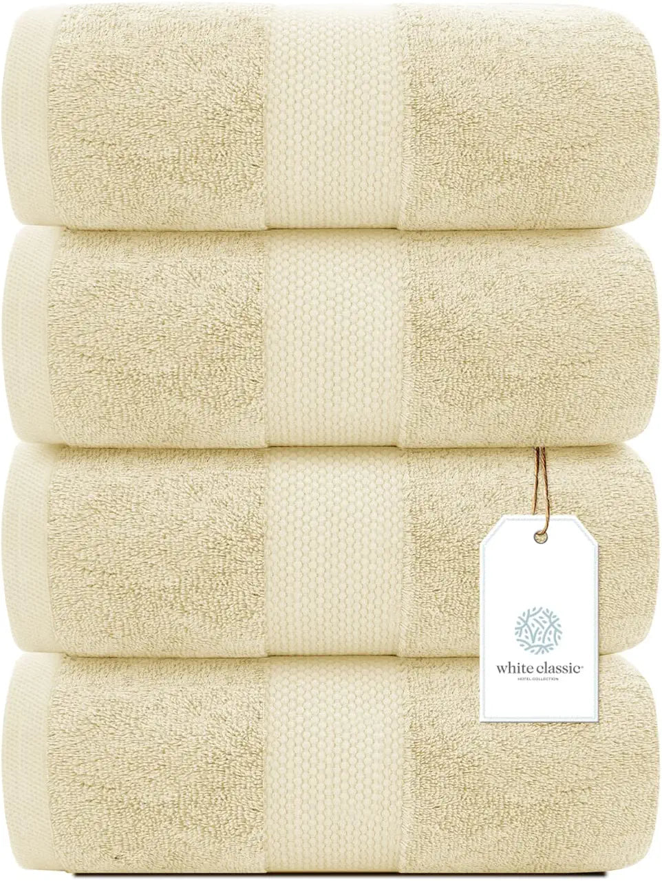 White Classic 4Pc Beige Bath Towels
