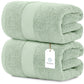 white classic 2pc green bath sheets