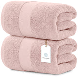white classic 2pc pink bath sheets