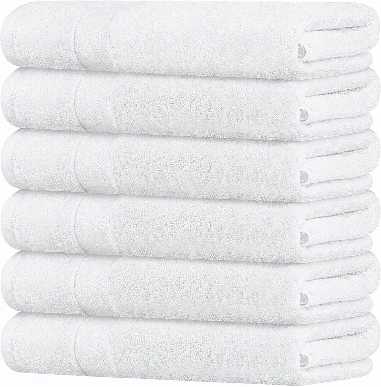 Wealuxe Cotton Bath Towels - 24x50 inch - Lightweight Soft and Absorbent Gym Pool Towel - 6 Pack - White