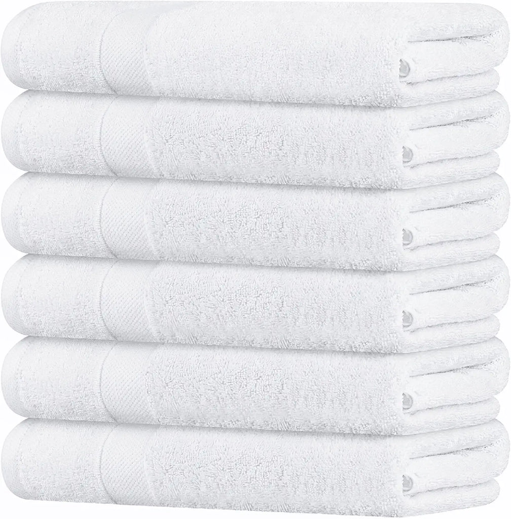 Wealuxe Cotton Bath Towels - 24x50 Inch - Lightweight Soft and Absorbent  Gym Pool Towel - 6 Pack - White 