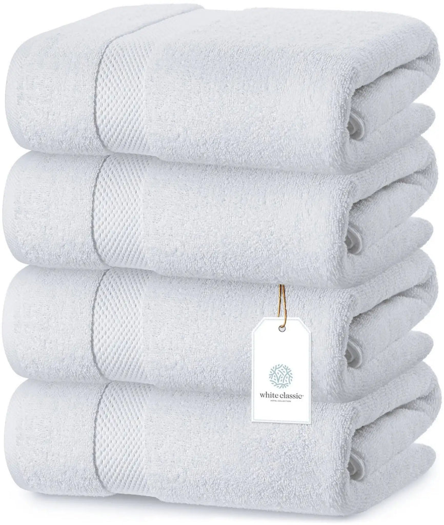 Luxury White Bath Towel Set - Combed Cotton Hotel Quality