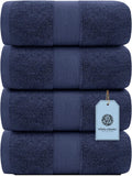 White Classic 4Pc Navy Blue 4Pc Bath Towels