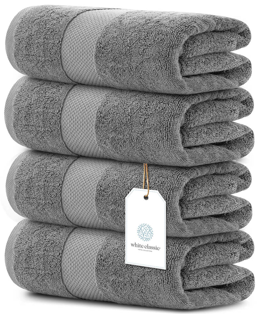 Hotel Collection Luxury Bath Towels | 27x54 | 4 Pack – WHITE CLASSIC