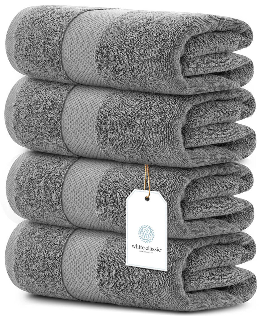 Hotel Collection Luxury Bath Towels 27x54 4 Pack WHITE CLASSIC