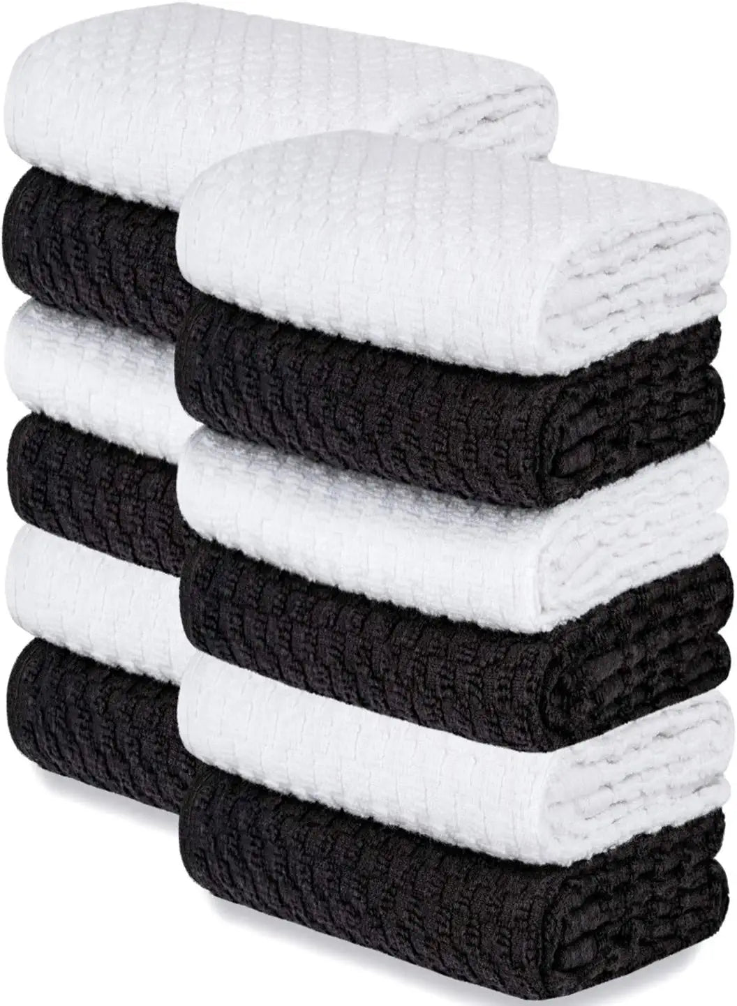 Black and White Dish Dobby Weave Hand Towels