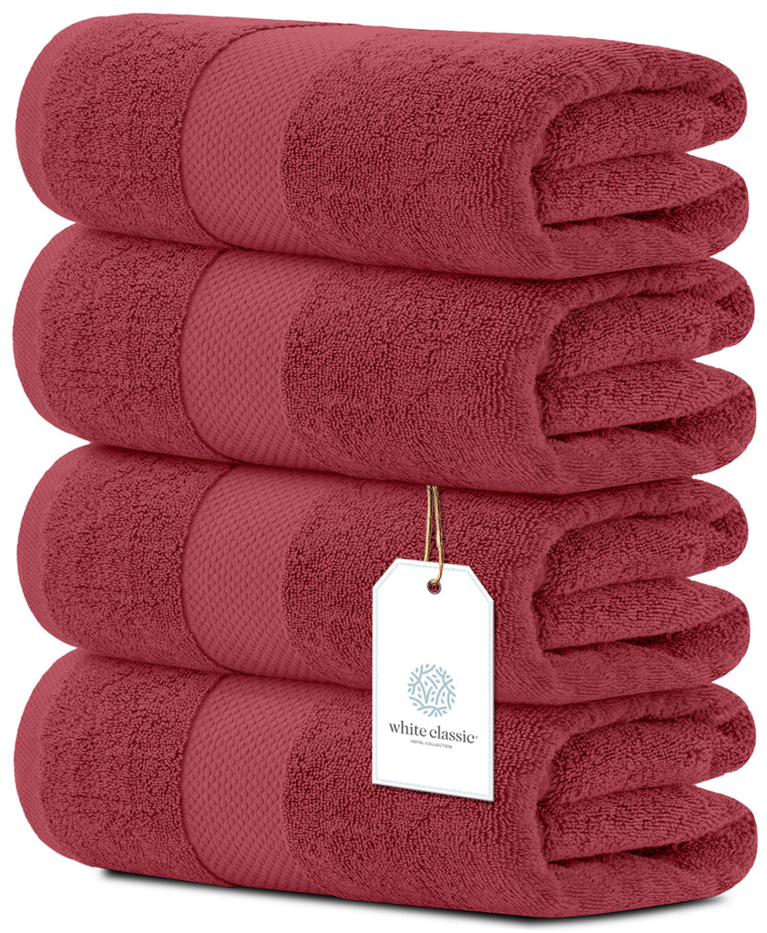 Hotel Collection Luxury Bath Towels 27x54 4 Pack WHITE CLASSIC