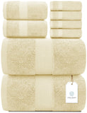 White Classic 8Pc Beige Towel Set