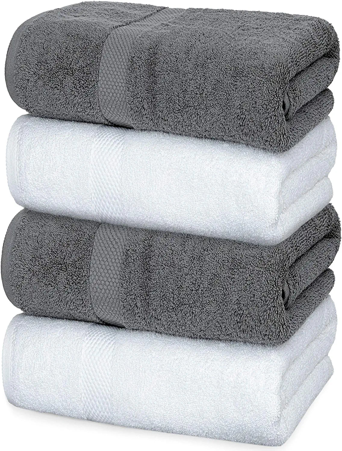 White and Gray Bath Towel