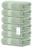 6Pc White Classic Green Hand Towels