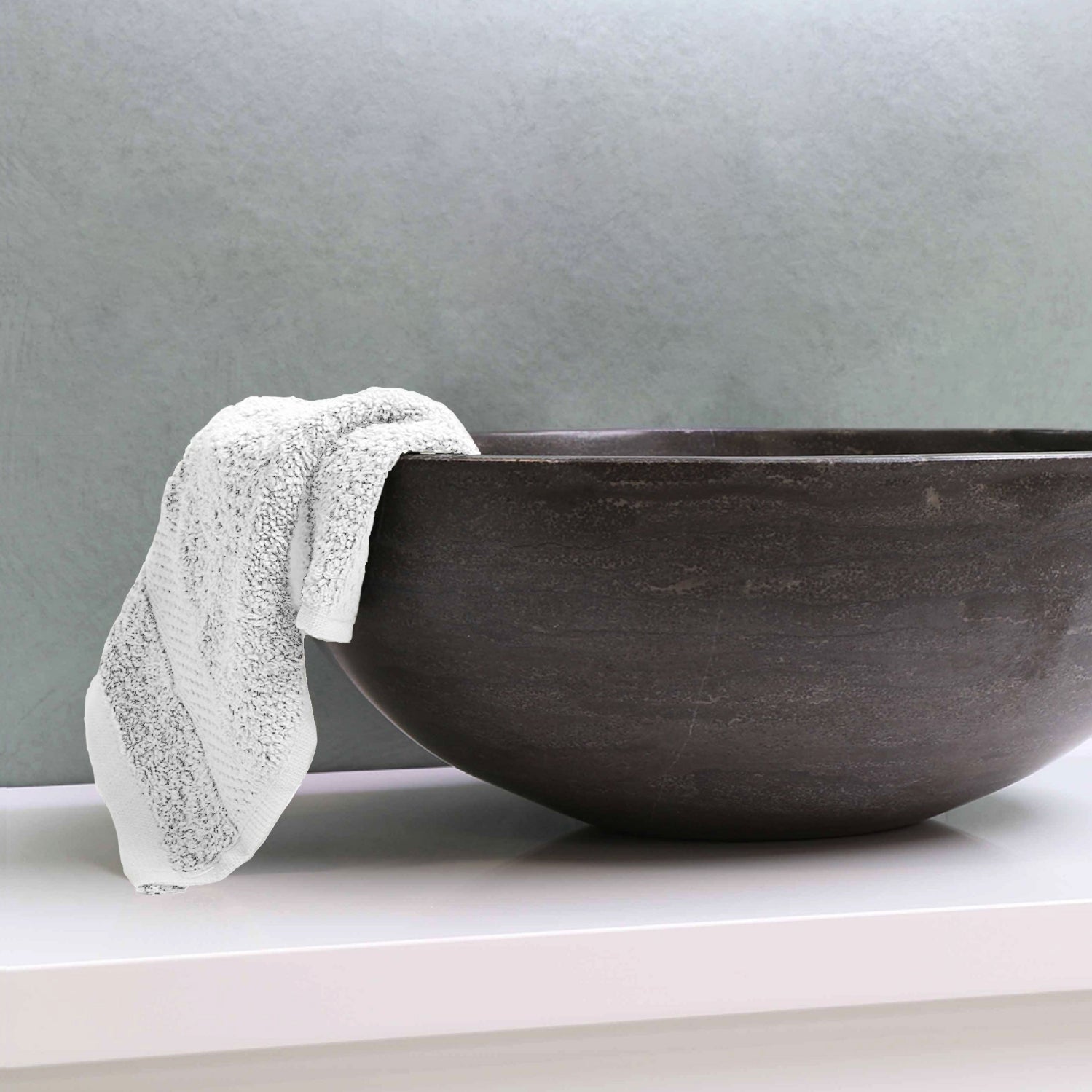 bathroom  silver washcloth