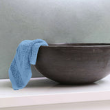 bathroom light blue washcloth